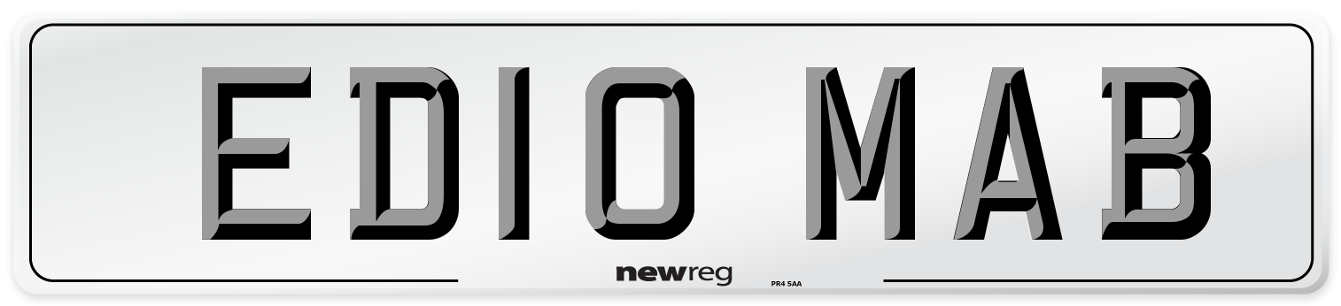 ED10 MAB Number Plate from New Reg